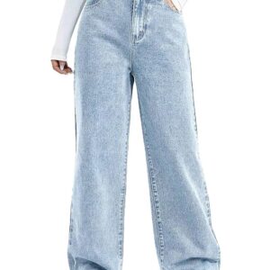 wide leg blue jeans